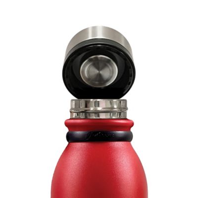 Image showing  20-Oz. Stainless Steel Double-Walled Vacuum-Insulated Travel Bottle with Leakproof Screw Cap (Red)