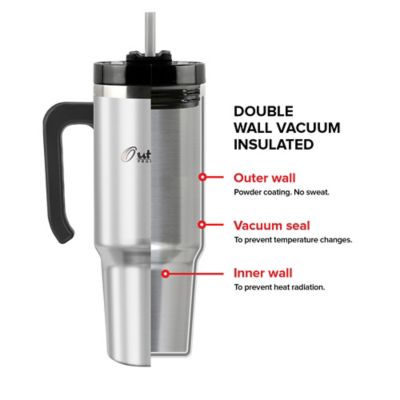Image showing 7 th Outdoors Professional 30-Oz. Stainless Steel Double-Walled Insulated Tumbler with Straw (Stainless Steel)