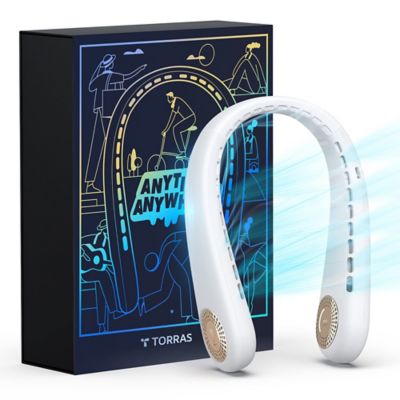 TORRAS Portable Neck Fan, L3 Personal Bladeless USB-Rechargeable Hands-Free 360 deg. Cooling 3 Speeds, Pearl White