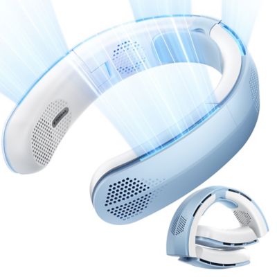 Image showing  Portable Foldable Neck Fan, COOLiTE with 4,000-mAh Battery (Light Blue)