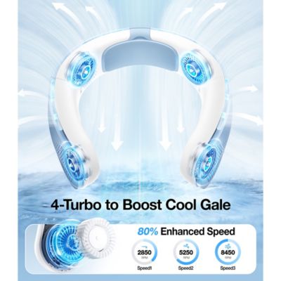 Image showing 9 th TORRAS Portable Foldable Neck Fan, COOLiTE with 4,000-mAh Battery (Light Blue)