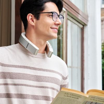 Image showing  Portable Neck Fan, COOLiFY CyberSmart AIControl Air Conditioner, Bladeless, 6000mAh Rechargeable (Glacial White)