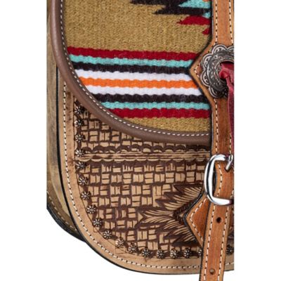 Image showing  Leather Saddle Bag with Hand Weaving