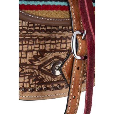 Image showing  Leather Saddle Bag with Hand Weaving
