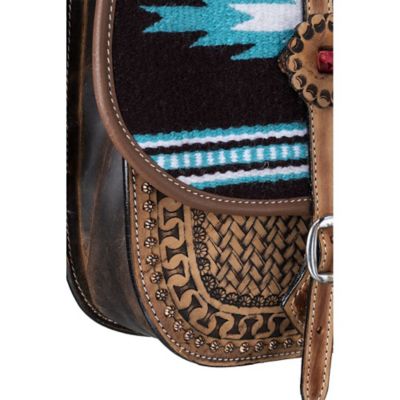 Image showing  Leather Saddle Bag with Hand Weaving