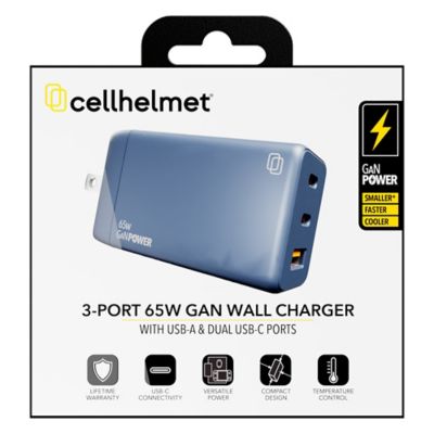 Image showing  3-Port 65-Watt USB-C and USB-A GaN Wall Charger