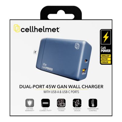 Image showing  Dual-Port 45-Watt USB-C and USB-A GaN Wall Charger