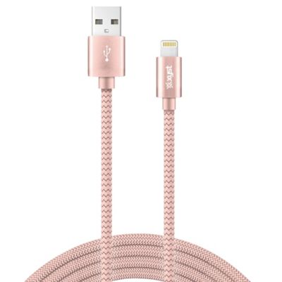 Image showing  Charge and Sync USB to Lightning Braided Cable, 10 ft. (Rose Gold)