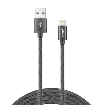 XYST Charge and Sync USB to Lightning Braided Cable, 10 ft. (Black)