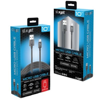 Image showing  Charge and Sync USB to Micro USB Braided Cable, 10 ft. (Black)