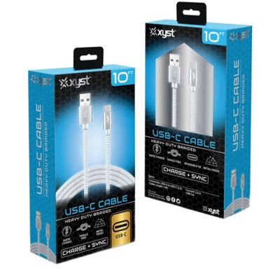 Image showing  Charge and Sync USB to USB-C Braided Cable, 10 ft. (White)