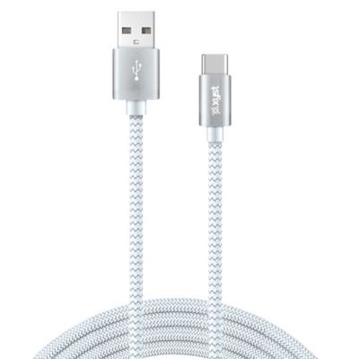 Image showing 5 th XYST Charge and Sync USB to USB-C Braided Cable, 10 ft. (White)