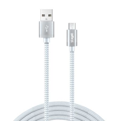 Image showing  Charge and Sync USB to Micro USB Braided Cable, 10 ft. (White)