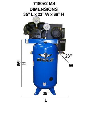 Image showing  Stationary 80 Gallon Air Compressor With Mag Starter