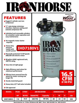 Image showing  Stationary 80 gal. Air Compressor