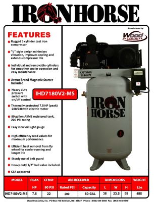 Image showing  Heavy Duty 80 Gallon Air Compressor