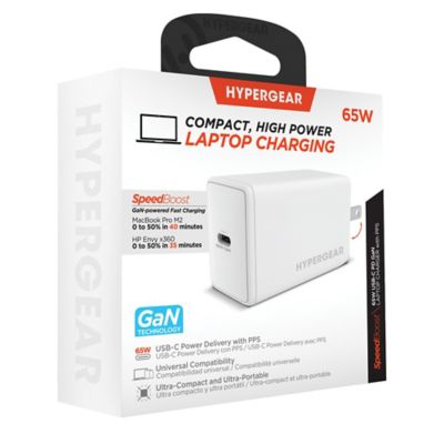 Image showing  SpeedBoost 65-Watt USB-C PD GaN Laptop Wall Charger with PPS, White