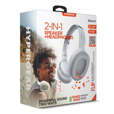 Image showing  Flip 2-in-1 Over-Ear Bluetooth Headphones with Microphone and Speaker Mode (White)