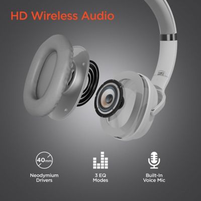 Image showing 5 th HyperGear Flip 2-in-1 Over-Ear Bluetooth Headphones with Microphone and Speaker Mode (White)