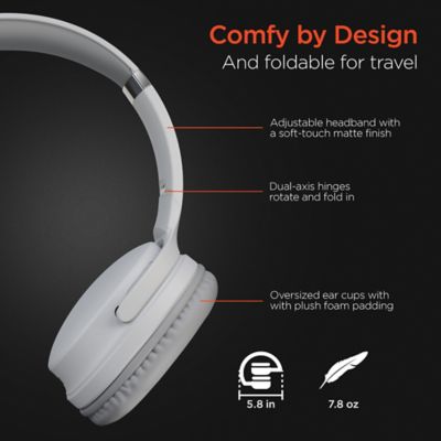 Image showing 7 th HyperGear Flip 2-in-1 Over-Ear Bluetooth Headphones with Microphone and Speaker Mode (White)