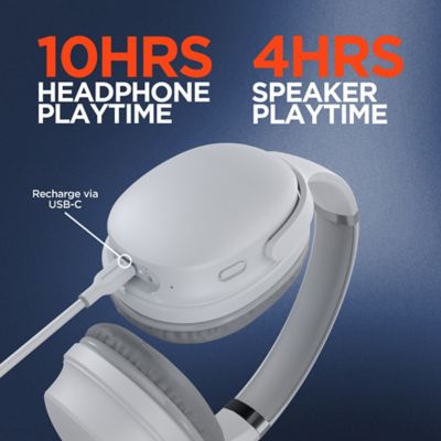 Image showing 8 th HyperGear Flip 2-in-1 Over-Ear Bluetooth Headphones with Microphone and Speaker Mode (White)