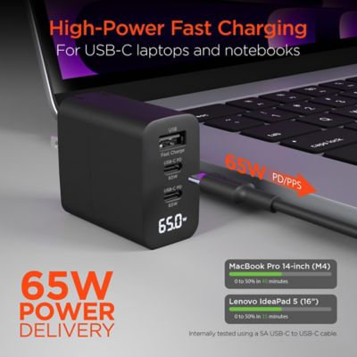 Image showing  Multi-Travel 65 W PD 3-Port USB Charger, Black