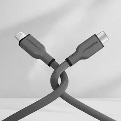Image showing  Flexi Pro USB-C to Lightning Soft-Touch Silicone Fast Charge and Sync Cable, 10-ft. (Gray)