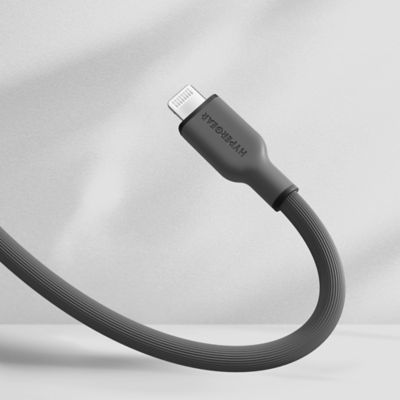 Image showing 5 th HyperGear Flexi Pro USB-C to Lightning Soft-Touch Silicone Fast Charge and Sync Cable, 10 ft., Gray