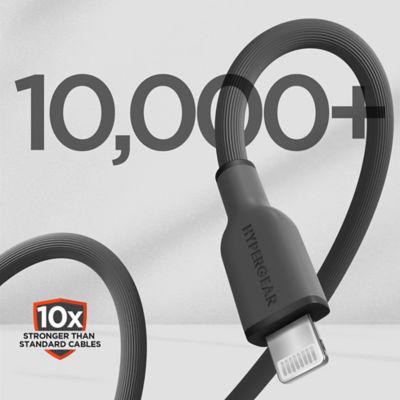Image showing 8 th HyperGear Flexi Pro USB-C to Lightning Soft-Touch Silicone Fast Charge and Sync Cable, 10 ft., Gray