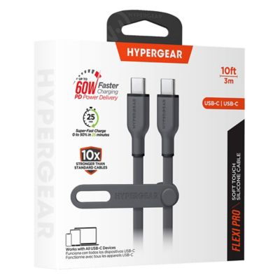 Image showing  Flexi Pro USB-C to USB-C Soft-Touch Silicone Fast Charge and Sync Cable (10 ft., Gray)