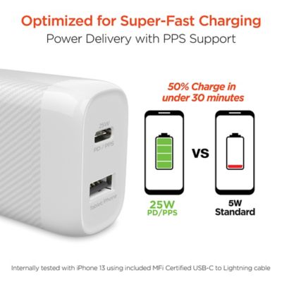 Image showing 6 th HyperGear SpeedBoost 25 W PD Dual-Output Lightning Wall Charger Kit