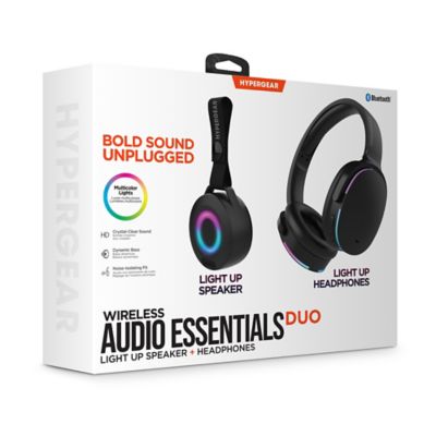 Image showing  Wireless Audio Essentials Duo with Light-Up Bluetooth Speaker and Headphones (Black)