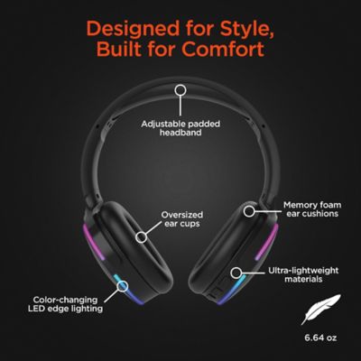 Image showing 6 th HyperGear Wireless Audio Essentials Duo with Light-Up Bluetooth Speaker and Headphones (Black)