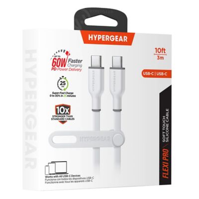 Image showing  Flexi Pro USB-C to USB-C Soft-Touch Silicone Fast Charge and Sync Cable (10 ft., White)