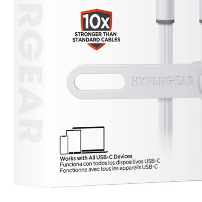 Image showing 5 th HyperGear Flexi Pro USB-C to USB-C Soft-Touch Silicone Fast Charge and Sync Cable, 10 ft., White