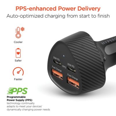 Image showing 5 th HyperGear SpeedBoost 50 W Quad PD Car Charger, Black