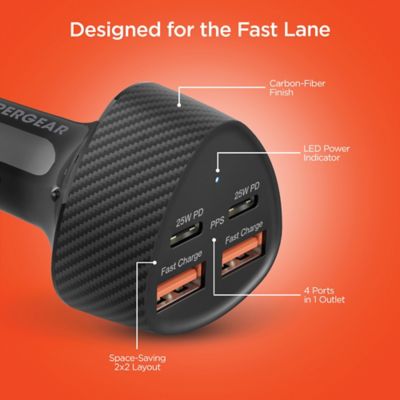 Image showing 9 th HyperGear SpeedBoost 50 W Quad PD Car Charger, Black