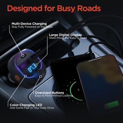 Image showing  IntelliCast Road FM Transmitter and Car Charger, Black, 15857