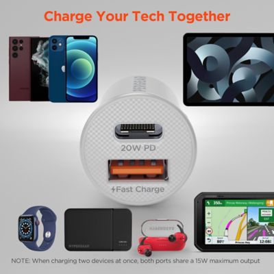 Image showing 8 th HyperGear Mini Dual 20 W USB-C PD and 18 W USB Car Charger, White
