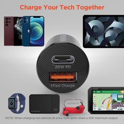 Image showing  mini Dual 20-Watt PD USB-C and 18-Watt USB Car Charger (Black)