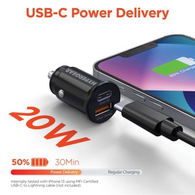 Image showing 7 th HyperGear Mini Dual 20 W PD USB-C and 18 W USB Car Charger, Black