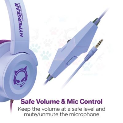 Image showing 5 th HyperGear Kombat Kitty Gaming Headset for Kids (Purple)