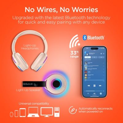 Image showing  Wireless Audio Essentials Duo with Light-up Bluetooth Speaker and Headphones (Nude)