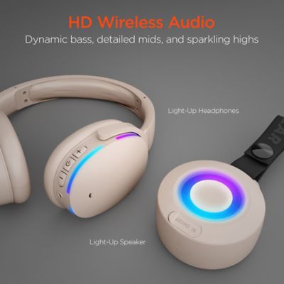 Image showing 6 th HyperGear Wireless Audio Essentials Duo with Light-up Bluetooth Speaker and Headphones (Nude)