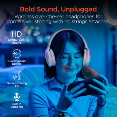 Image showing 7 th HyperGear Wireless Audio Essentials Duo with Light-up Bluetooth Speaker and Headphones (Nude)