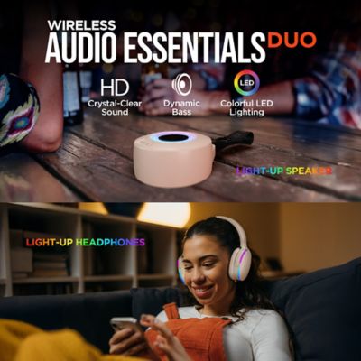 Image showing 9 th HyperGear Wireless Audio Essentials Duo with Light-up Bluetooth Speaker and Headphones (Nude)