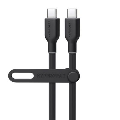 HyperGear Flexi Pro USB-C to USB-C Soft-Touch Silicone Fast Charge and Sync Cable (15 ft., Black)