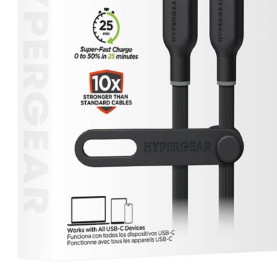Image showing  Flexi Pro USB-C to USB-C Soft-Touch Silicone Fast Charge and Sync Cable (15 ft., Black)