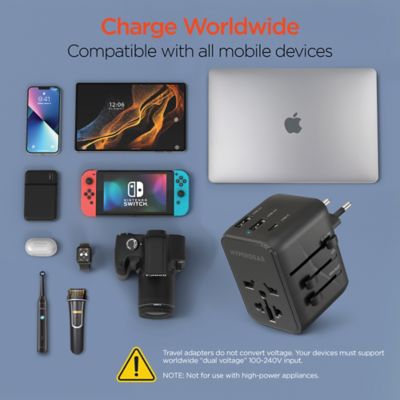 Image showing 5 th HyperGear WorldCharge Universal Travel Adapter with USB/USB-C, Black
