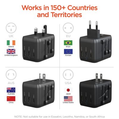 Image showing 6 th HyperGear WorldCharge Universal Travel Adapter with USB/USB-C, Black